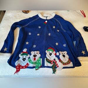 Festive Blue Polar Bear Sweater